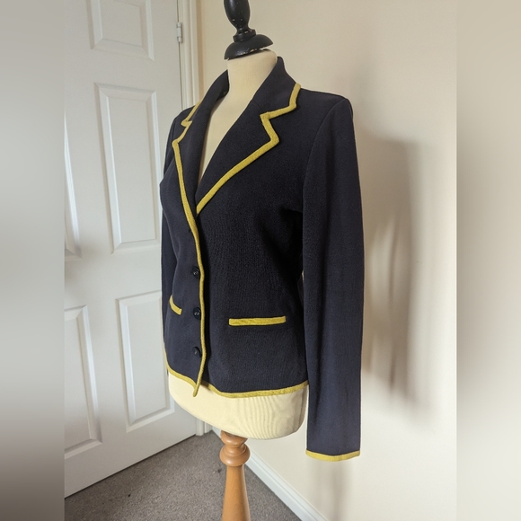 Laura Ashley Jackets & Blazers - Laura Ashley Navy Mustard Blazer 100% Cotton Size 12